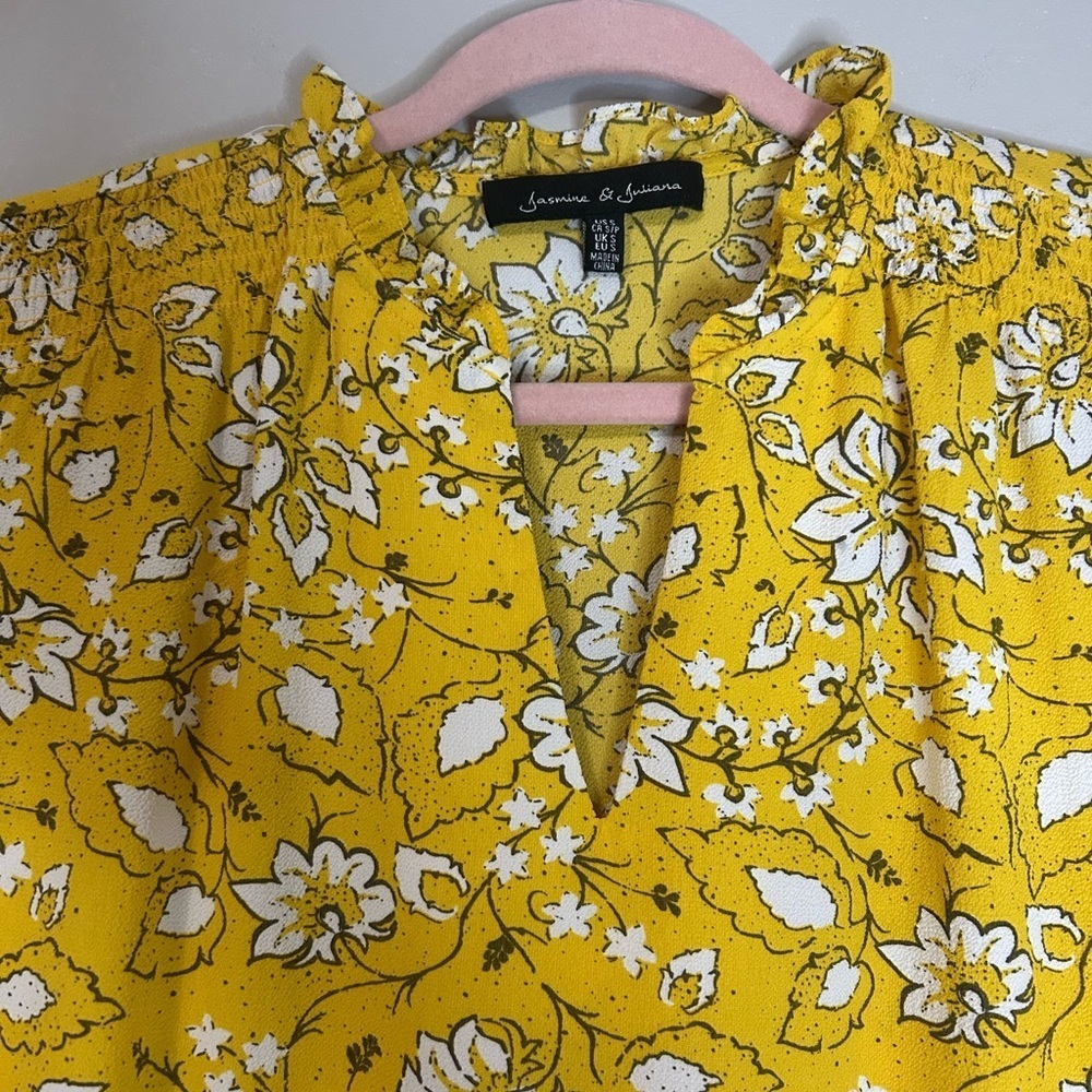 Women’s Jasmine & Juliana Floral Yellow Blouse, Size S - Picture 2 of 6
